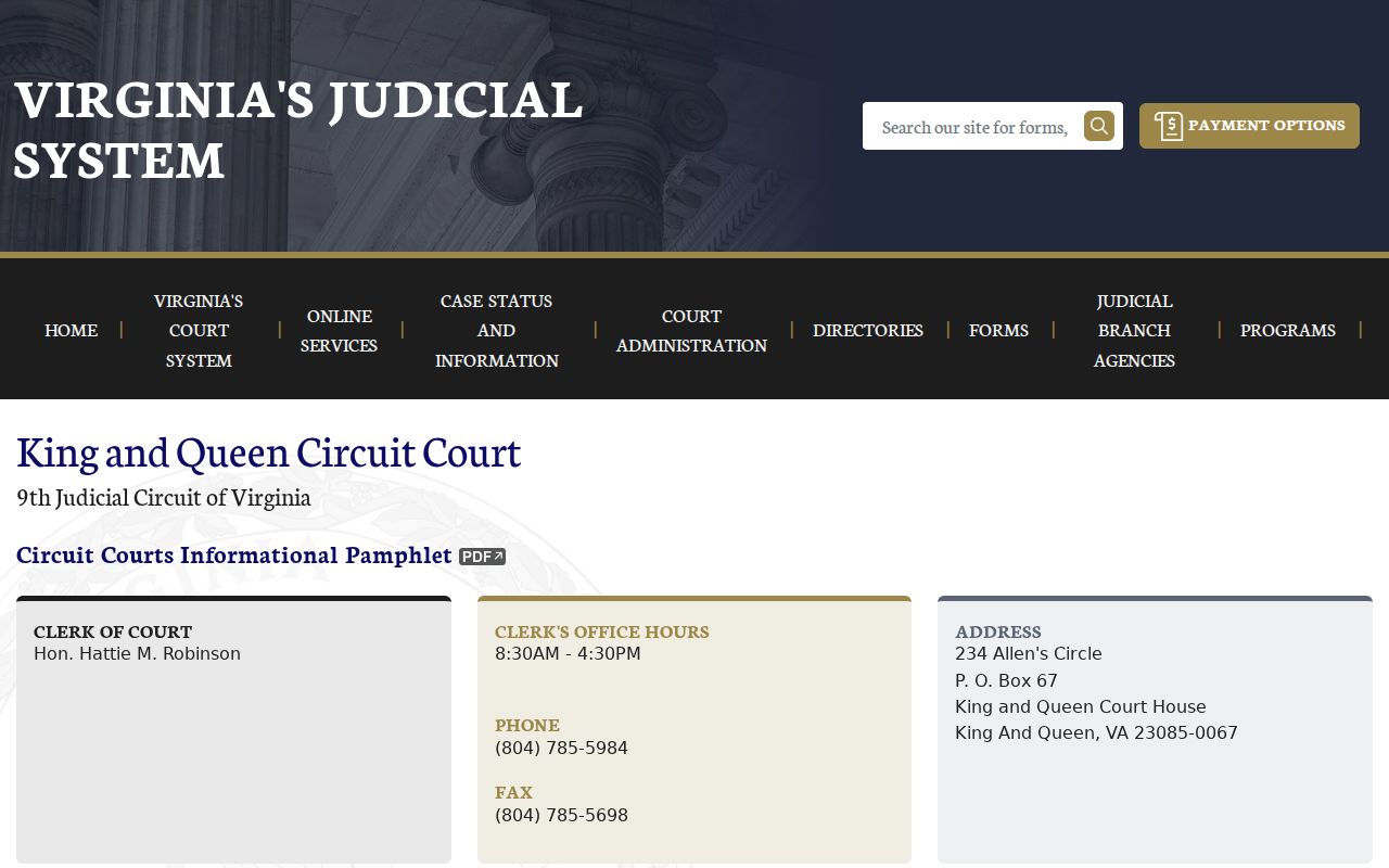 King and Queen County warrant records: official Circuit Court information