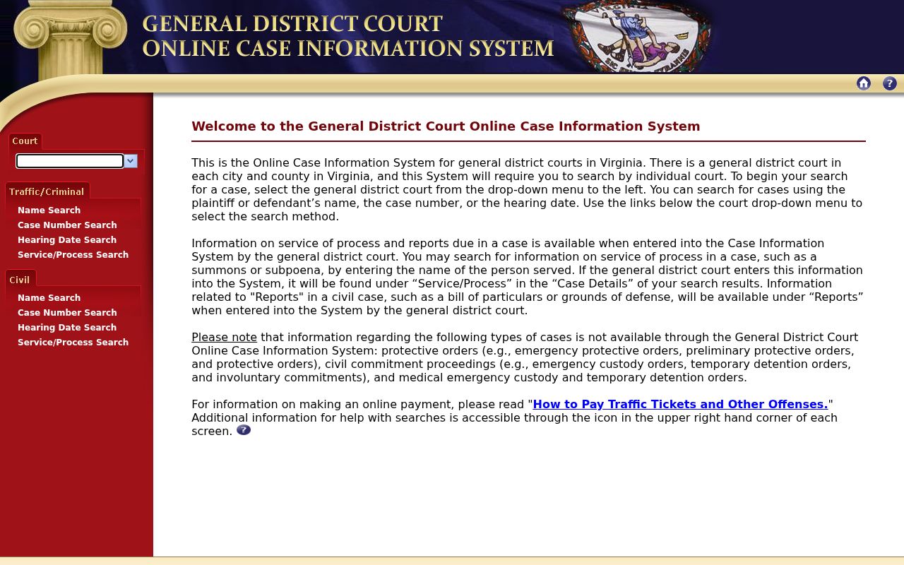 King and Queen County General District Court information and online case route